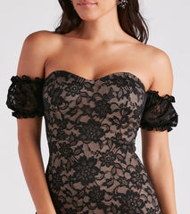 Elegant Miss Lace High Low Midi Dress
