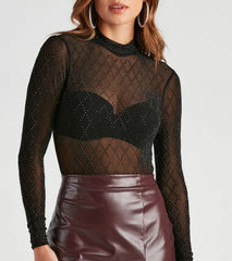 Moment To Slay Rhinestone Mesh Bodysuit