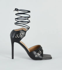 Strapped In Edge Buckle Detail Stiletto Heels