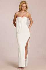 Bandeau Draped Maxi Dress in Ivory