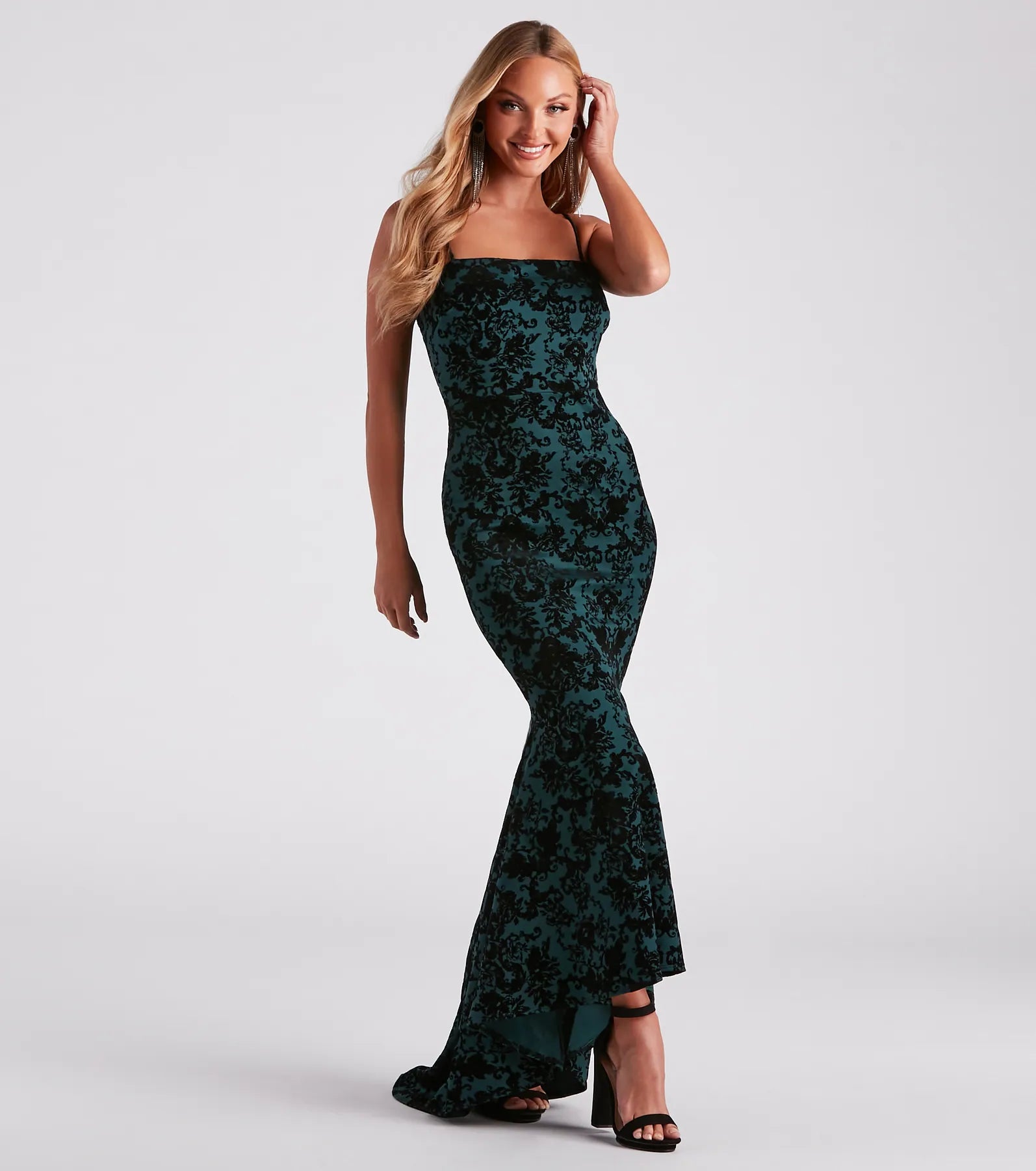 Liyah Formal Velvet Ruffle Dress