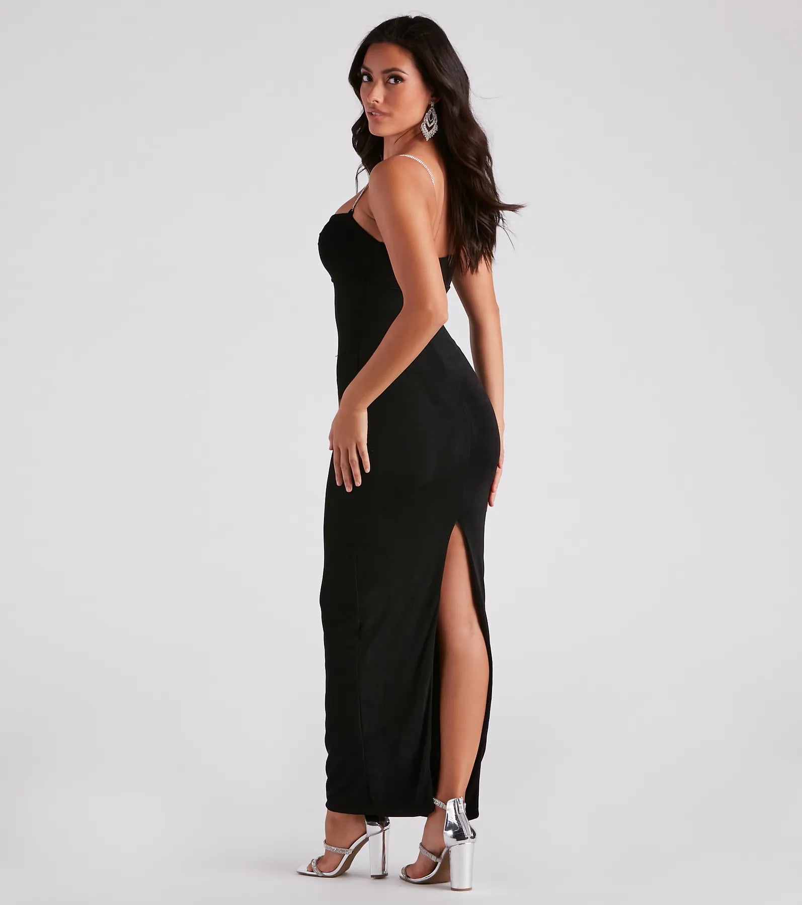 Arielle Rhinestone Strap Formal Dress