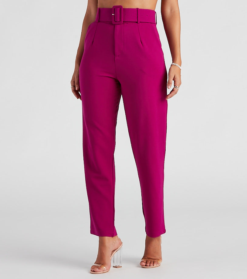 Perfectly Polished Belted Dress Pants