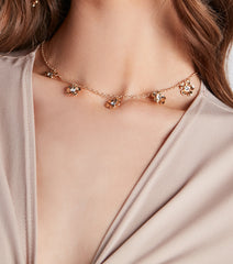 Charming Glam Rhinestone Flower Necklace